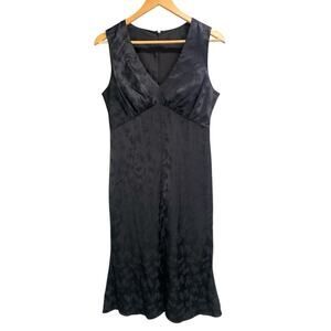 Y2k‎ Black Floral Jacquard Sleeveless Babydoll Midi Dress Medium Evening Party